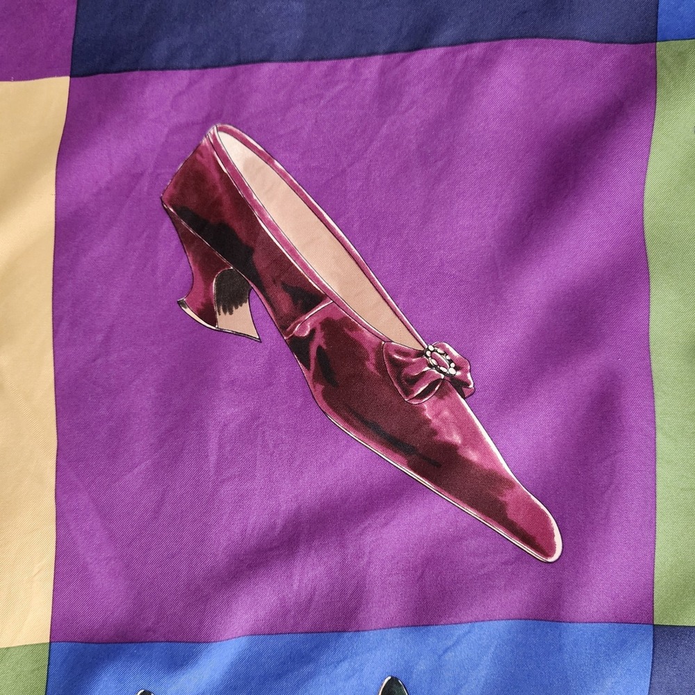 Metropolitan Museum Art Shoes Silk Scarf Square Print Colorful Vintage - Picture 9 of 11